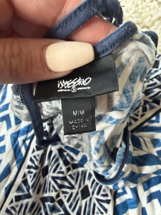 Massimo Blue and White Patterned Maxi Dress with Black Center Panel - Picture 5 of 5